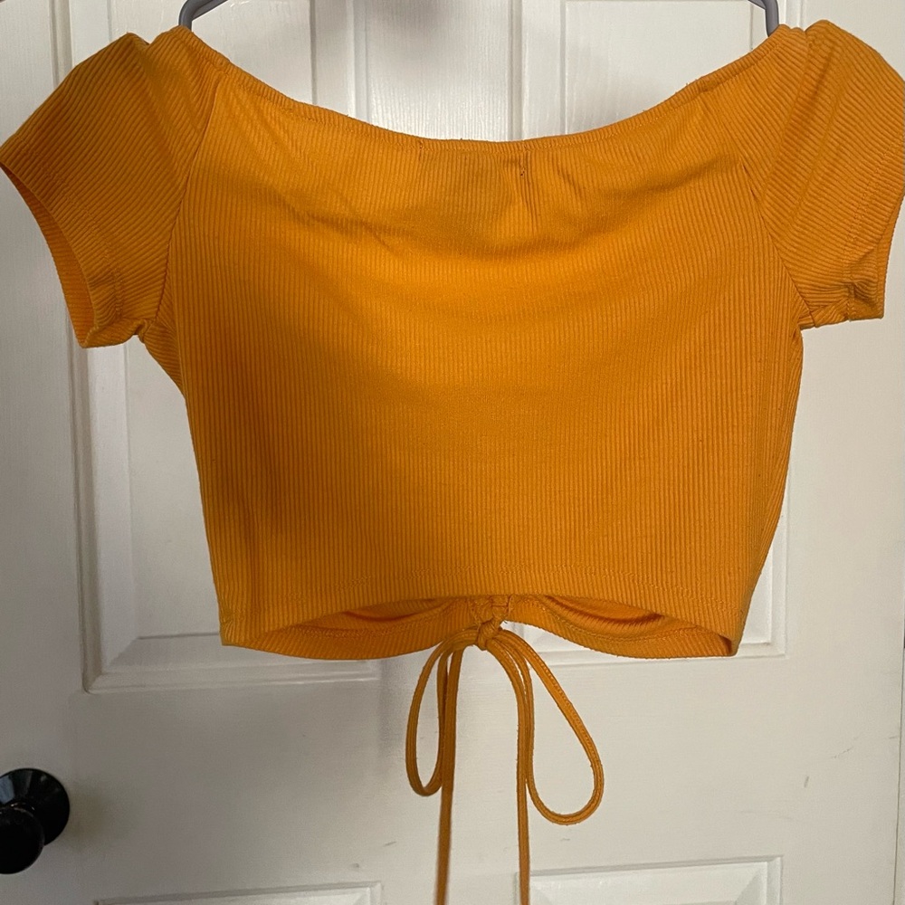 Orange Ruched Crop Top - Picture 2 of 2